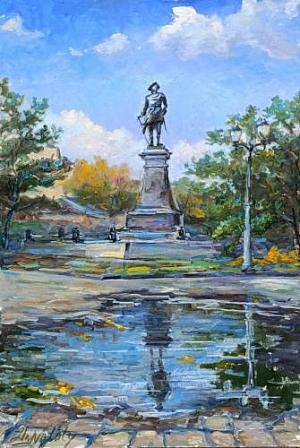 Отражение. Осень. Петр Первый Антокольского в Таганроге. Пленэр ZhNataly